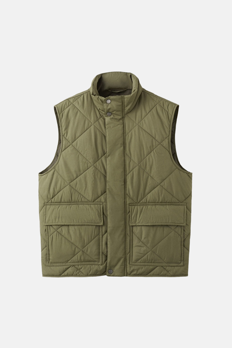 Gilet vert de MANGO, avec un motif à carreaux et des poches plaquées.