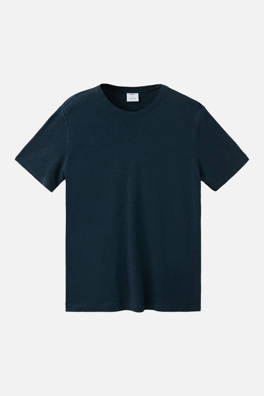 T-shirt bleu à manches courtes de MANGO, couleur unie et col rond.