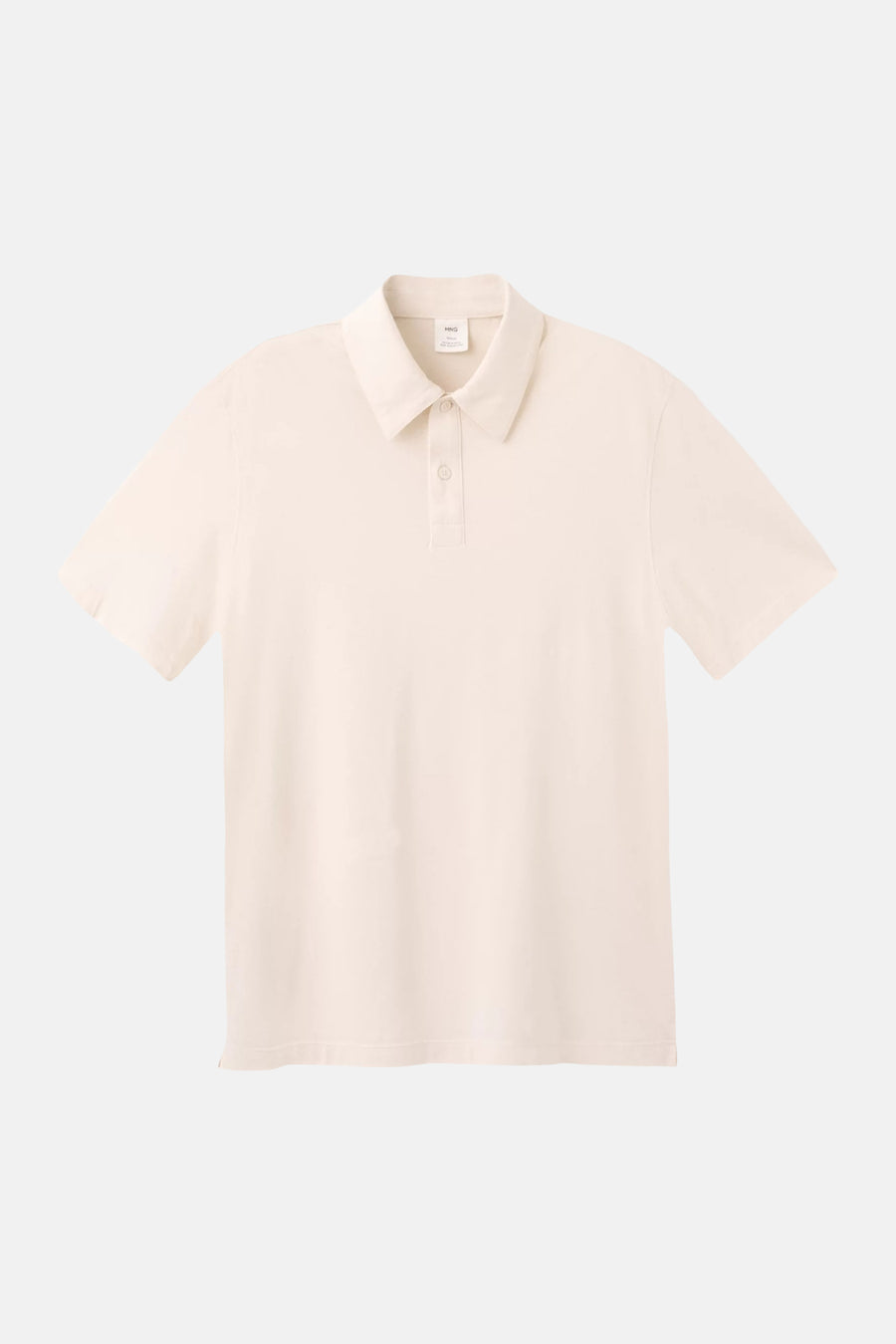Ecru polo van MANGO met klassieke kraag en twee knopen, vooraanzicht.