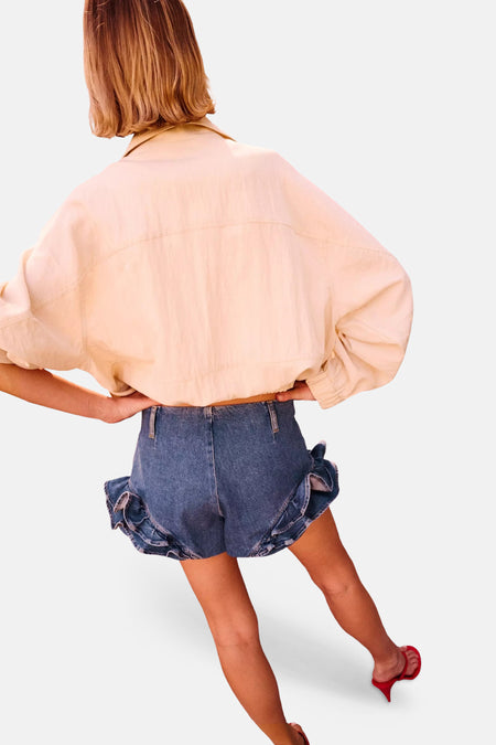 Elastic short - Dark blue denim