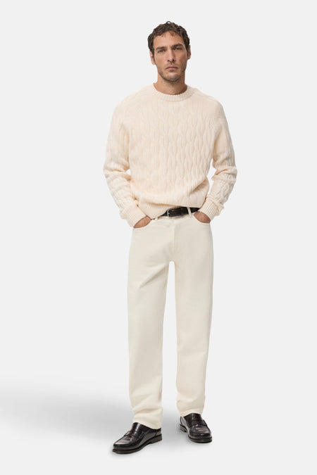 Pull met ronde hals - ecru