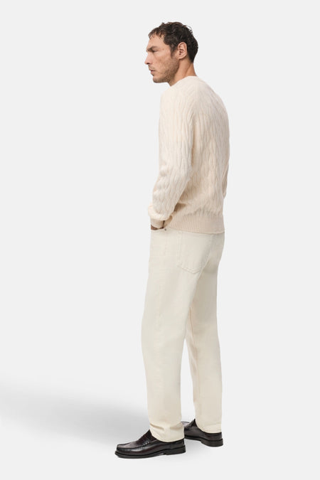 Pull met ronde hals - ecru