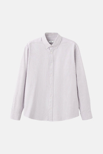 Multikleurig overhemd met lange mouwen van MANGO, met een fijn gestreept patroon.