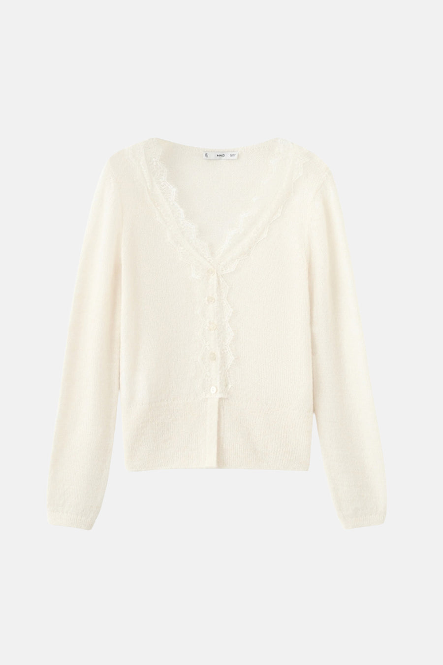 Ecru gilet van MANGO met kanten details en een knoopsluiting.