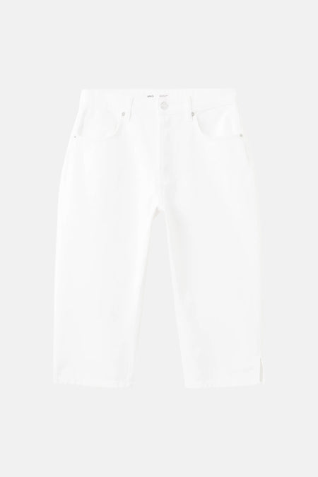 Witte 5-pocket broek van MANGO met cropped pijpen en kleine split aan de zoom.