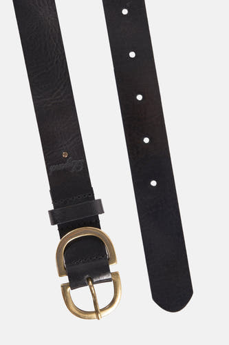 Ceinture en cuir noir de Legend, avec une boucle métallique dorée.