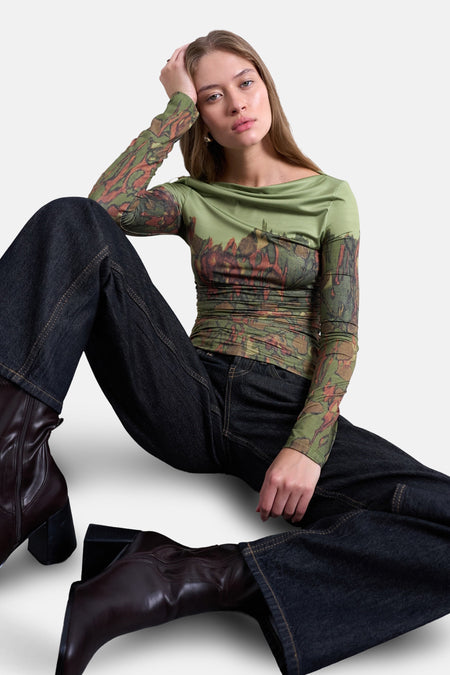 T-shirt (lange mouwen) Groen - TOPSHOP