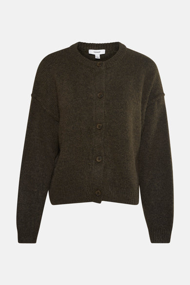 Veste verte de TOPSHOP, avec des manches longues, une fermeture à boutons et un tissu côtelé.