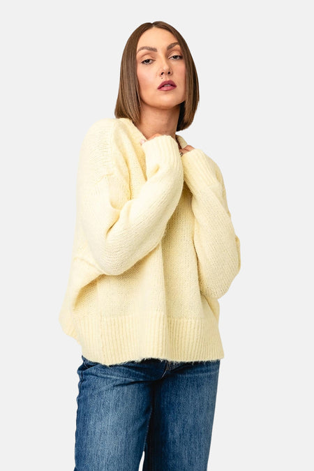 Pull met ronde hals - Geel