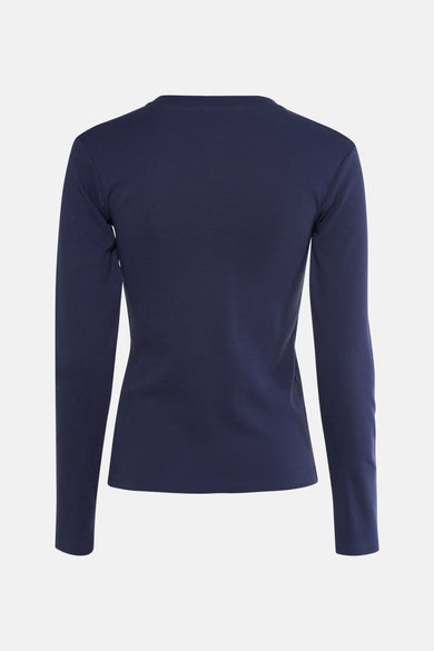 T-shirt bleu à manches longues de TOPSHOP, dos en tissu uni.
