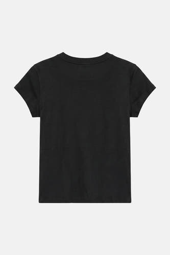 Zwart korte mouwen T-shirt van TOPSHOP, achterzijde, gladde stof, ronde hals, minimalistisch design