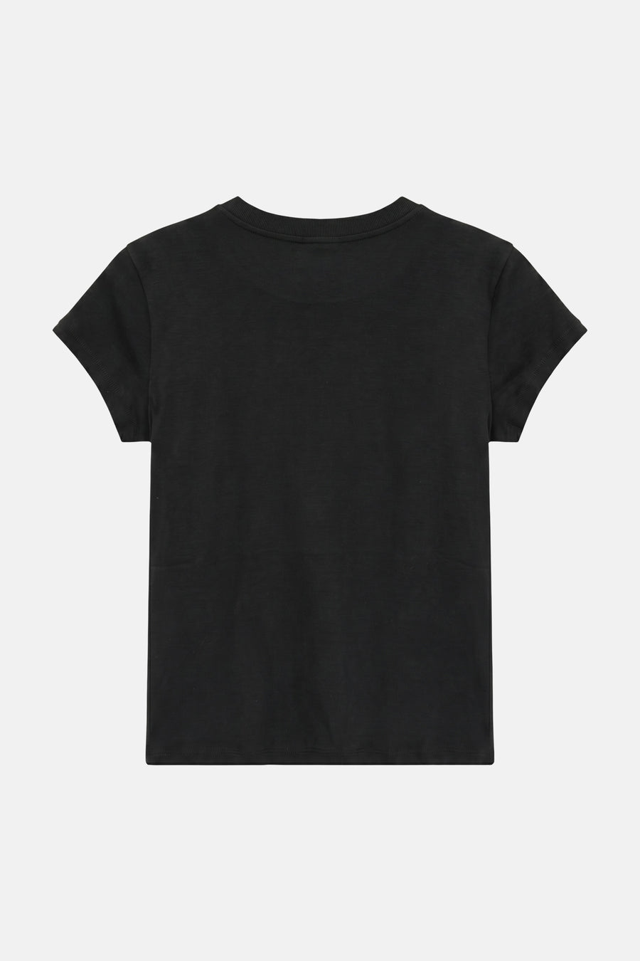 Zwart korte mouwen T-shirt van TOPSHOP, achterzijde, gladde stof, ronde hals, minimalistisch design