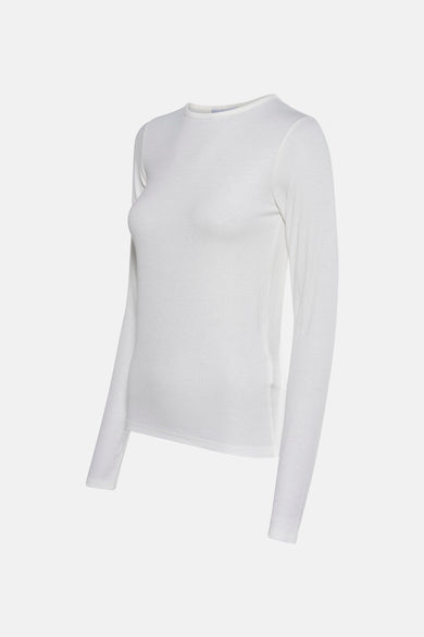 Wit T-shirt met lange mouwen van TOPSHOP, in een ribstof textuur.