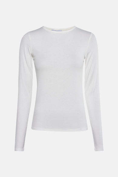 Wit T-shirt met lange mouwen van TOPSHOP, met een subtiele ribtextuur.
