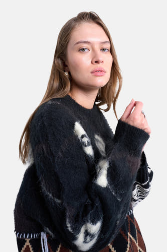 Sweat-shirt multicolore avec col rond de TOPSHOP, avec une coupe décontractée et un motif jacquard.