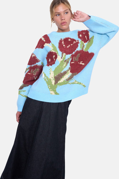 Pull met ronde hals - blauw