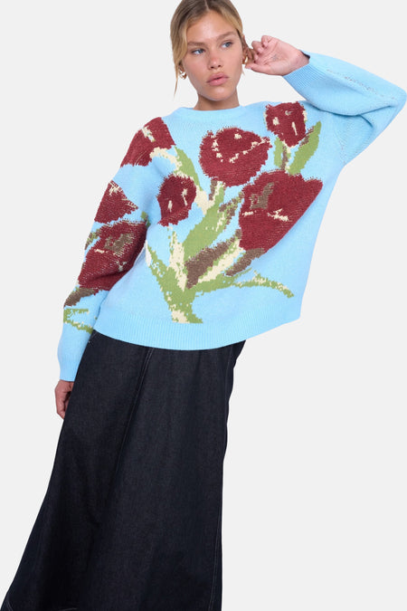 Pull met ronde hals - blauw