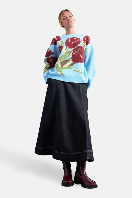 Pull met ronde hals - blauw