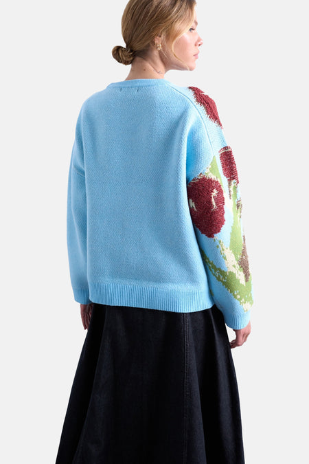 Pull met ronde hals - blauw