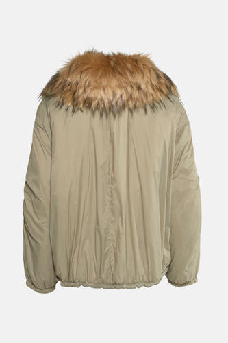 Veste verte de TOPSHOP, avec un col en fourrure imitée et des manches élastiques à l'arrière.
