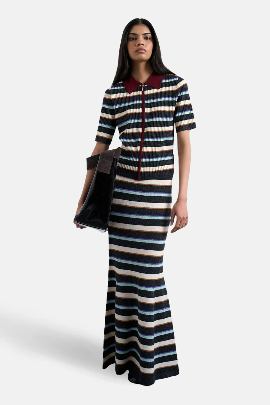 Lange rok in multicolor van TOPSHOP, met horizontale strepen en een aansluitende pasvorm.