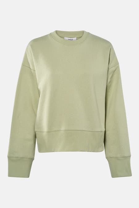Groene sweater van TOPSHOP, met lange mouwen en een geribbelde zoom.