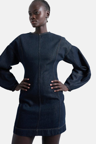 Kleedje met lange mouwen - Dark blue denim - TOPSHOP