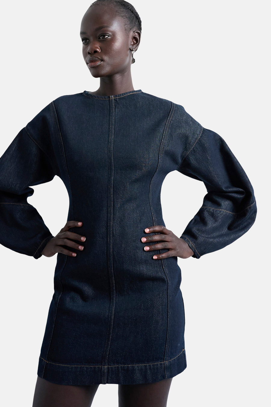 Kleedje met lange mouwen - Dark blue denim - TOPSHOP