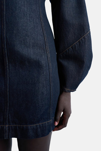 Kleedje met lange mouwen - Dark blue denim - TOPSHOP