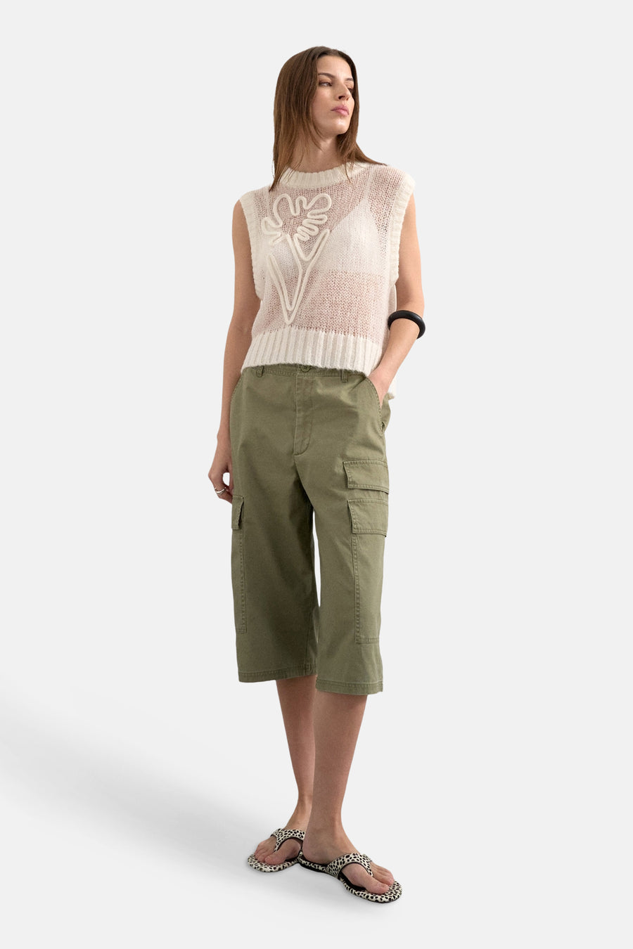 Giletkorte zonder mouw - ecru