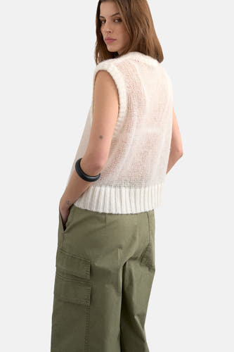 Giletkorte zonder mouw - ecru