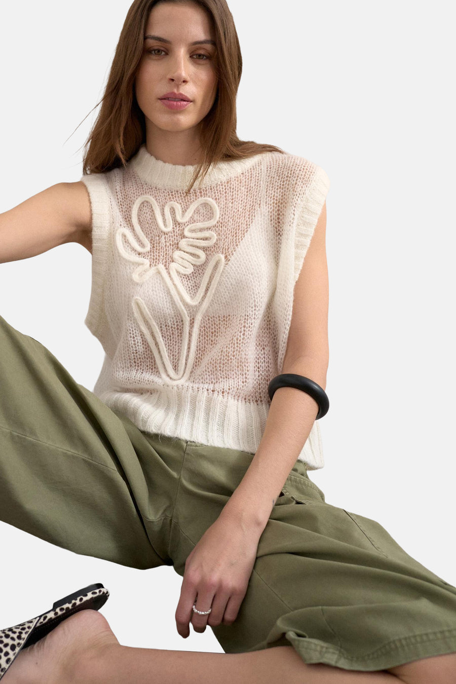 Giletkorte zonder mouw - ecru