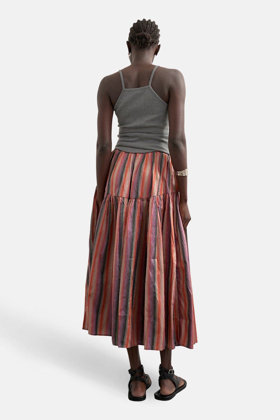 Multikleurige rok van TOPSHOP, met verticale strepen en een getrapte zoom.