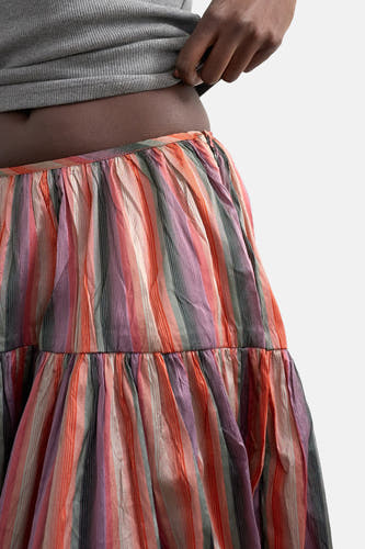 Multikleurige rok van TOPSHOP, met verticale strepen en een geplooide zoom.