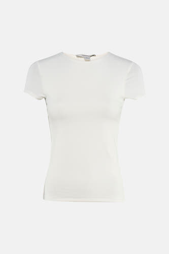 Wit T-shirt van TOPSHOP, effen en nauwsluitend, met korte mouwen en ronde hals.