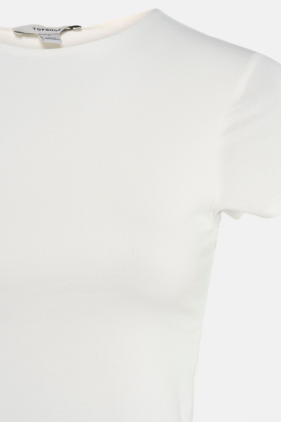Wit geribd T-shirt van TOPSHOP met korte mouwen, ronde hals en nauwsluitende pasvorm.