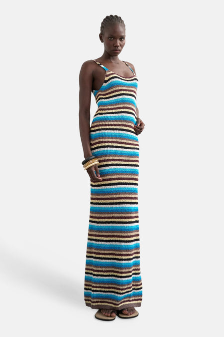 Robe sans manches multicolore de TOPSHOP, avec des rayures horizontales et un modèle à bretelles.