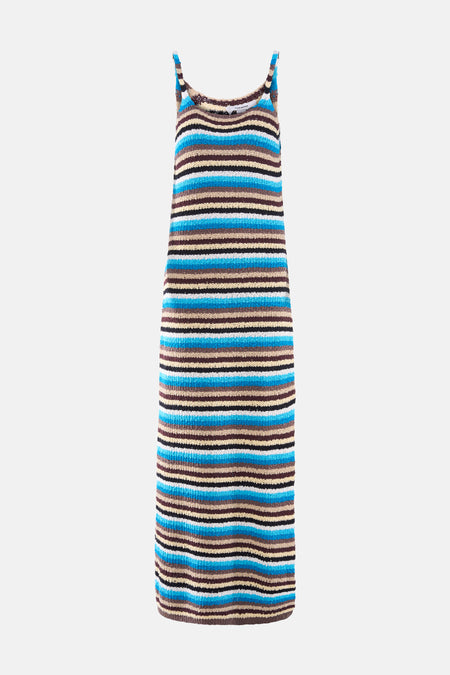 Robe courte multicolore à rayures de TOPSHOP avec un aspect tricoté et des bretelles spaghetti.