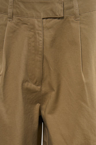 Beige short van TOPSHOP van keperstof, met gulp en bandlussen aan de voorkant.