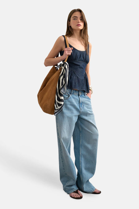 Blouse zonder mouwen - mid blue denim