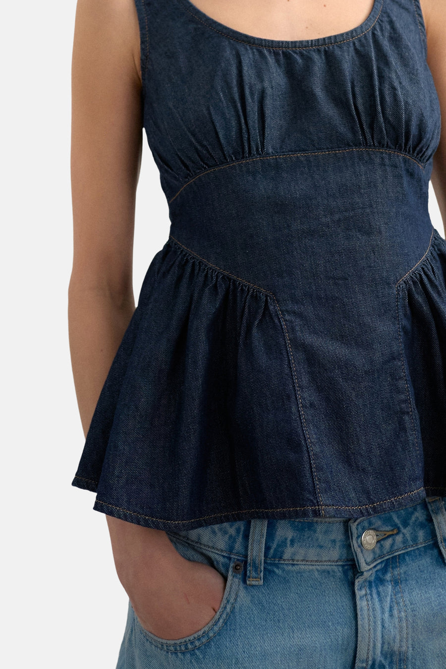 Chemisier (sans manches) mid blue denim - TOPSHOP