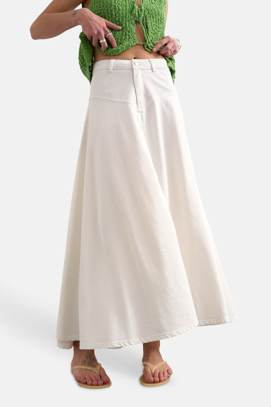 Rok (lang) white denim - TOPSHOP