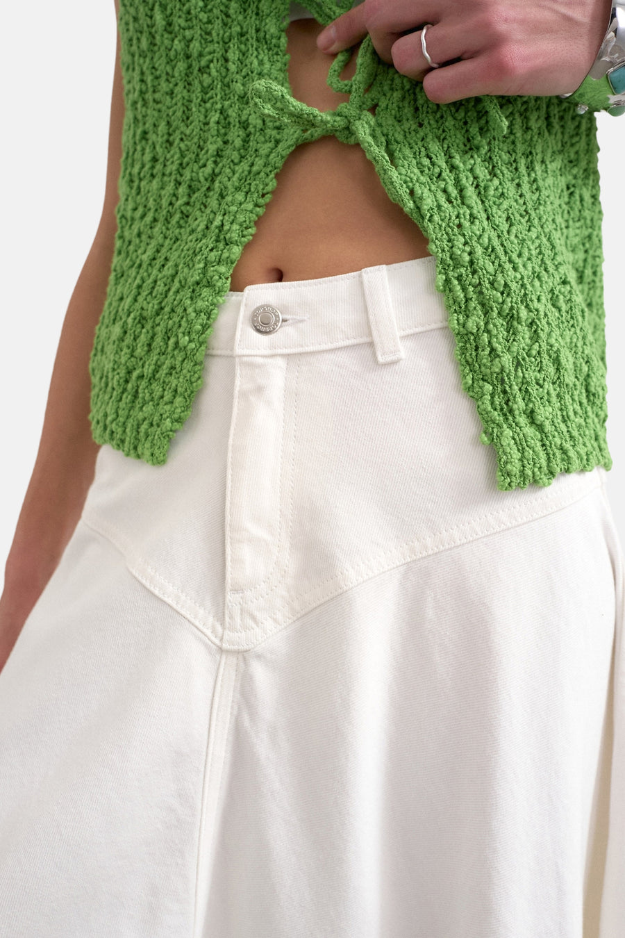 Rok (lang) white denim - TOPSHOP