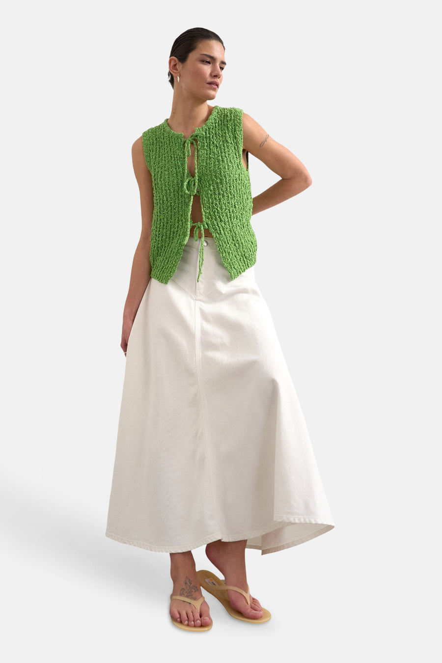 Rok (lang) white denim - TOPSHOP