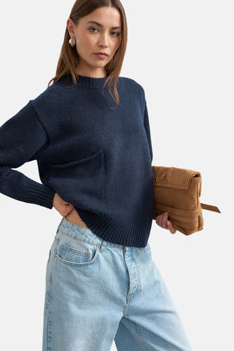Trui met ronde hals blauw - TOPSHOP