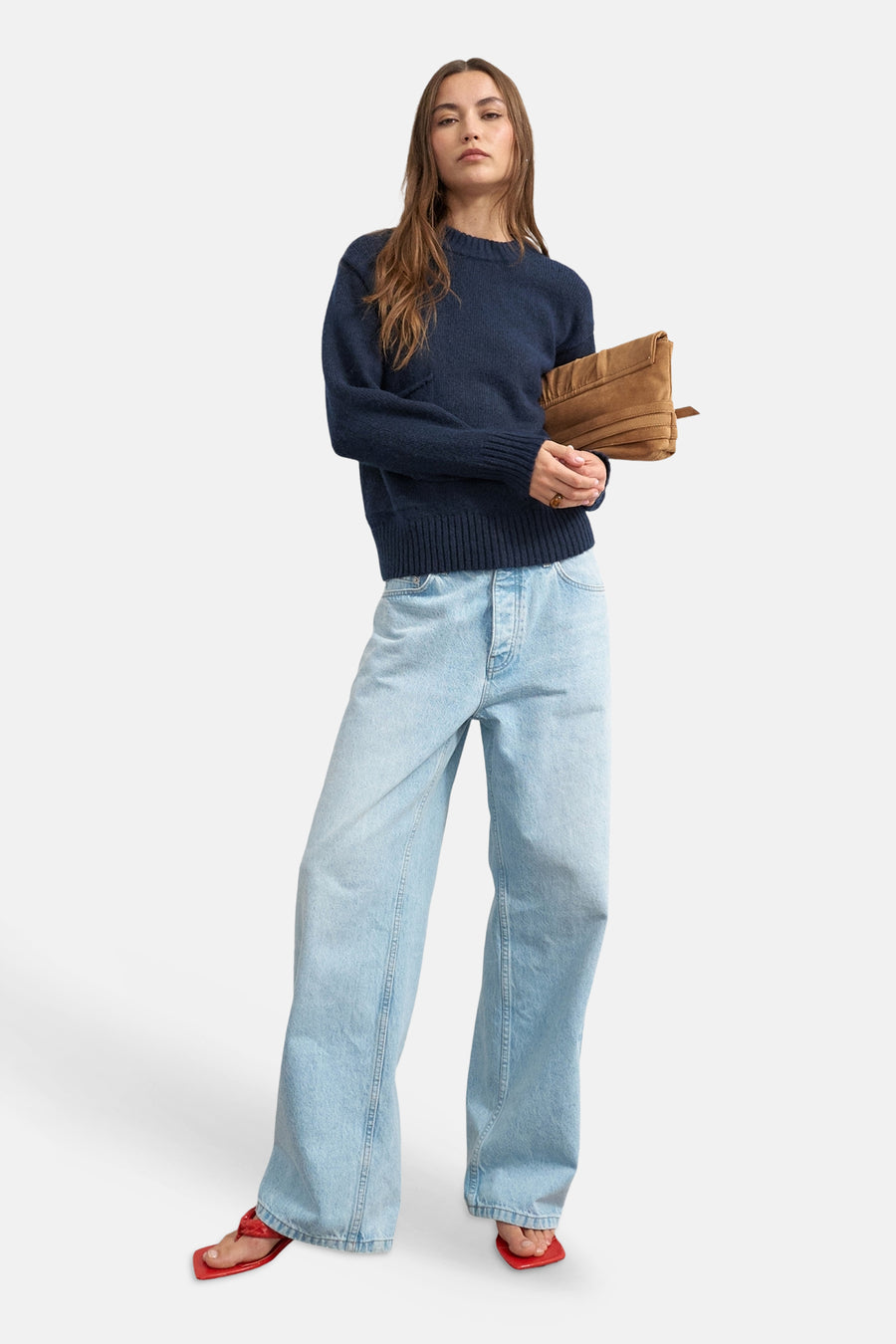 Trui met ronde hals blauw - TOPSHOP