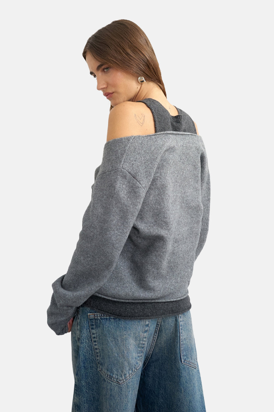 Trui met V-hals grijs - TOPSHOP