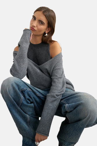 Trui met V-hals grijs - TOPSHOP