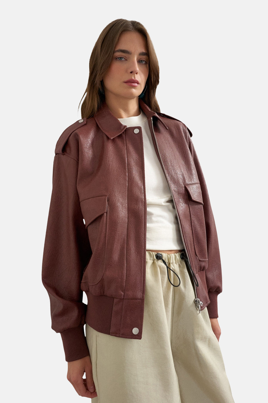 Veste en cuir rouge - TOPSHOP