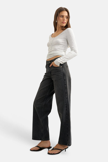 Jeans wide black denim - TOPSHOP